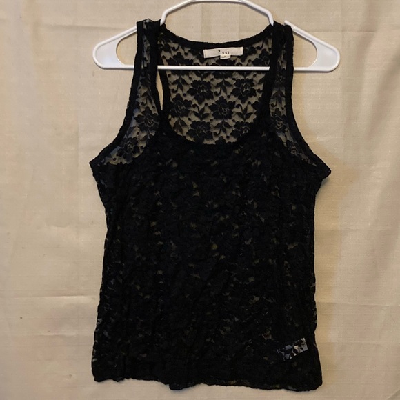 Forever 21 Tops - XXI Black lace tank top size large. Perfect for layering. Lovely rose pattern.